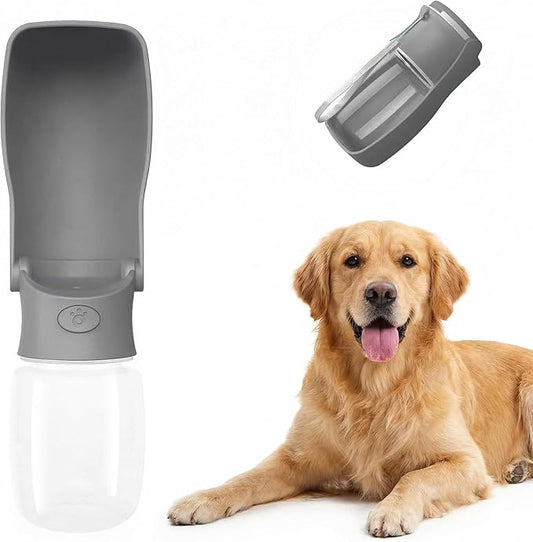 Portable Dog Water Bottle for Walking – 19oz / 12oz Foldable Pet Water Dispenser for Puppies, Medium & Large Dogs – Leak Proof Travel Water Bowl for Small Animals Dog Accessories (12OZ Grey)