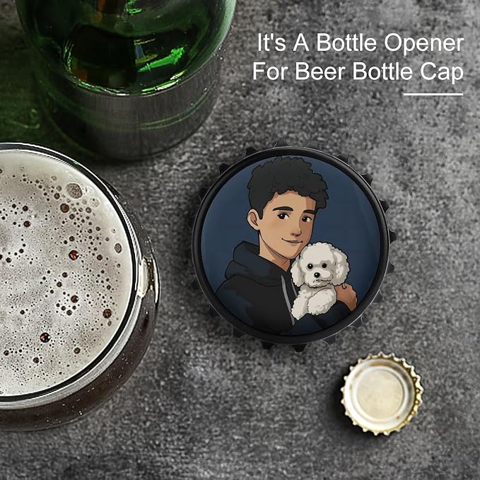 Pet & Figure Magnetic Bottle Opener for Fridge – 3.1 Inch Stainless Steel Beer Opener, Refrigerator Magnet with Strong Hold