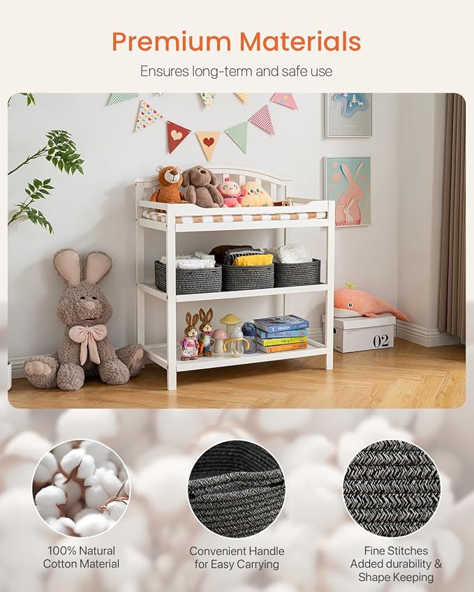 KALLAX Small Woven Storage Basket for Organizing, 13.5x9.5x5 inches, 3 Pack | Shelf baskets for closet organization, toy storage and home decor, Perfect as empty gift baskets for holidays, Mixed Black