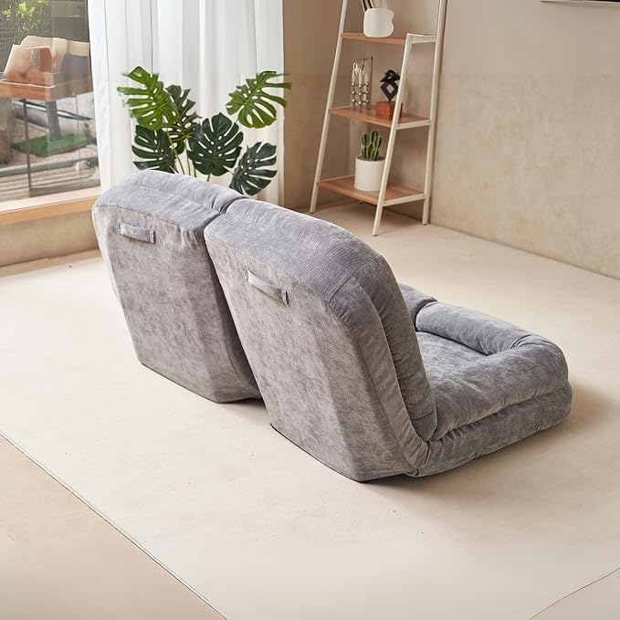 Convertible Fold-Out Lazy Sofa Bed - Adjustable Human Dog Bed for Adults, Plush Upholstered Adjustable Sofa Couch with 18-Position Backrest, 2-Person Floor Sofa Bed, Space Saving Design (Double)