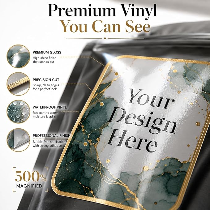 Custom Pouch Labels - Personalized Waterproof Vinyl Stickers for Pouches | Coffee Bags, Food Packaging, Tea, Protein Powder, Pet Treats, Glossy Custom Product Labels