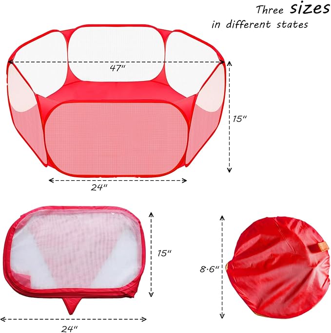 Small Animals Playpen, Portable Pop-up Open Interactive Pet Tent, Indoor Outdoor Fence for Rabbits, Guinea Pig, Hamster, Chinchillas, Kittens, Puppies