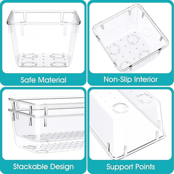 33 PCS Plastic Drawer Organizers Set, 4 Size Desk Drawer Organizer Trays | 4 Size Desk Drawer Organizer Trays for Makeup, Jewelry, Kitchen Utensils, Gadgets and Office