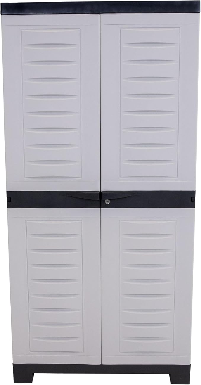 Sunnydaze 48" Garage Storage Cabinet with Locking Doors & Shelves, Gray | Heavy Duty Storage Cabinet with Plexiglass Doors Resists Rust & Peeling, Easy-Clean Utility Cabinet for Garage, Shed, Office