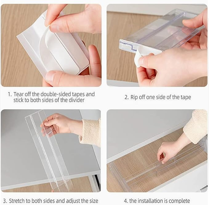 Guo's hyekbe 8 Pack 3.2 Inch Tall ABS Drawer Divider -Expandable from 10.9-20.5''-Adjustable Dresser Drawer Plastic Organizer Separators for Flatware, Utensil, cosmetics，Underwear，office supplies