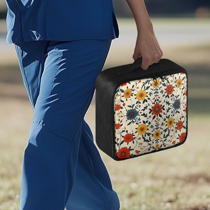 Empty First Aid Bag Flower Design Medical Bag Empty Large Capacity for Home Office and Travel Use Lightweight Washable Soft Fabric Organizational Pouch for Emergencies