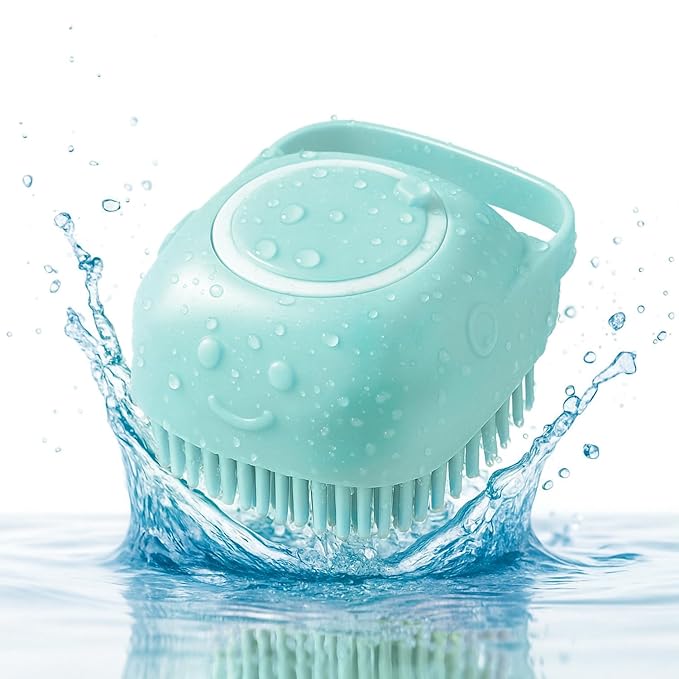 Portable Pet Bath Brush for Dogs and Cats, Silicone Rubber Shower Massage Brush, Shampoo Dispensing Cleaning Washing Tool