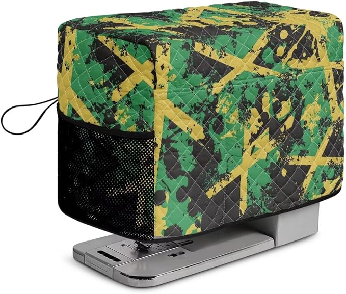 Sewing Machine Cover Polyester Febric Distressed Jamaica Camo | Dust Pet Hair Protection,Quilting Design,Fits Standard Singer,Brother Janome Machines,Protecting Decorating Your Sewing Space