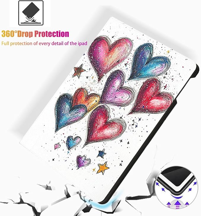 for Microsoft Surface Pro 8-13" 2021 Tablet Case,Auto Wake/Sleep,Adjustable Stand Protective Cover - Colorful Heart