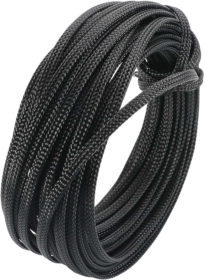 Heyiarbeit 10m/32.8ft PET Expandable Braid Cable Sleeving Flexible Wire Mesh Sleeve Black 4mm