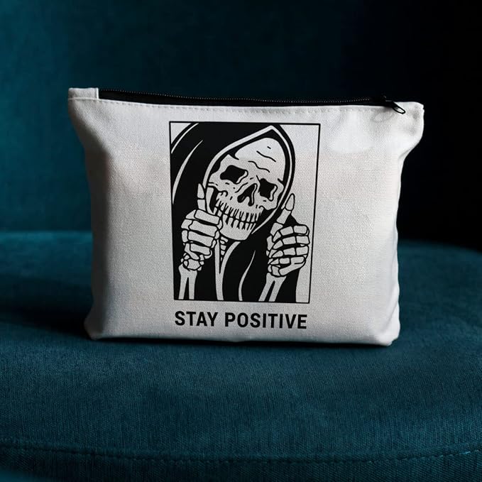 Goth Makeup Bag, Funny Skeleton Cosmetic Bag, Inspirational Gifts for Women | Gothic Skull Travel Toiletry Bags, Goth Accessories, Halloween Witch Gifts for Women Girls Sisters Friends Mom Cosmetic Pouch