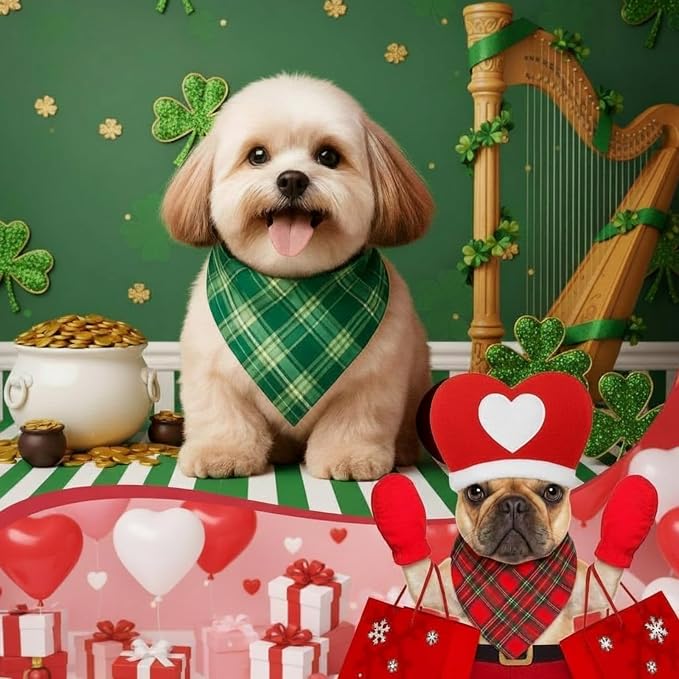 Abbylike 50 Pcs Christmas Plaid Dog Bandanas Bulk Red and Green Gingham Bandanas for Dogs Triangle Kerchief Bib Scarf for Pet Xmas Party Costume Photo Props Accessories, 25 Styles(19.7 x 13.8 x 13.8)