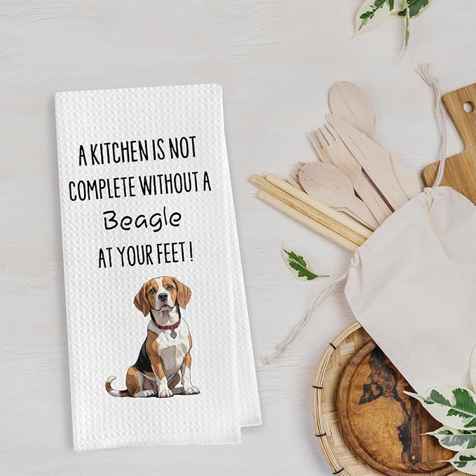 Funny Beagle Dish Towels - Beagle Gifts Decorative Waffle Weave Kitchen Towels, Hand Towel, Tea Towel (16×24 Inches)