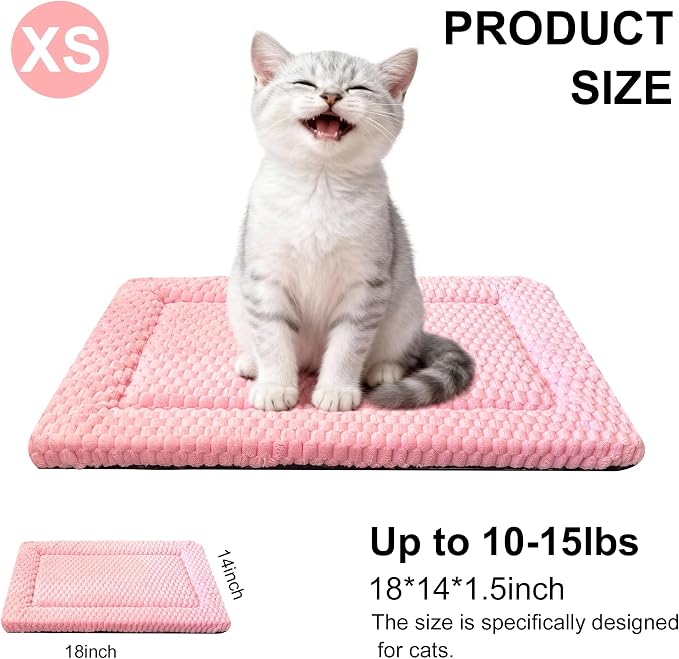Dog Bed Mat - Dog Crate Pad - Reversible Mat for Pet Comfort - Soft Bed Crate Pads with Dual-Sided Design for All Seasons (Pink, 18" L x 14" W x 1.5" Th)
