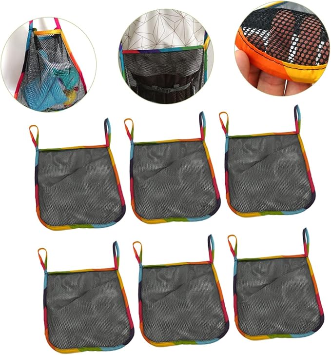 LIOOBO 3sets 6pcs Stroller Organizer Bag Hanging Storage for Diapers Capacity Mesh Design for Efficient Organization Compatible with Strollers Rainbow Trim 6pcs*3