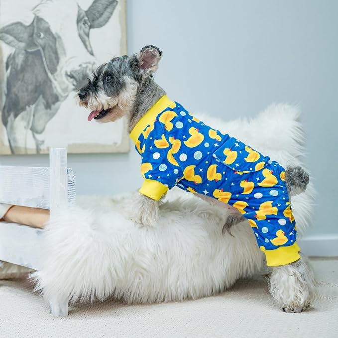 PUPTECK Soft Fleece Dog Pajamas for Small Medium Dogs, Dog Onesie Puppy Sweaters Clothes Jumpsuit Pjs, Cute Jammies Cat Coat Pet Costume Apparel