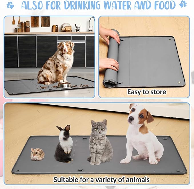 Colingmill Silicone Pee Pad Holder, 24" x 35", High Edge Leakproof Training | Fits Disposable & Washable Pads, High Edges Prevent Leaks, Floor Protection, Easy-clean Silicone, for Puppy Potty Training
