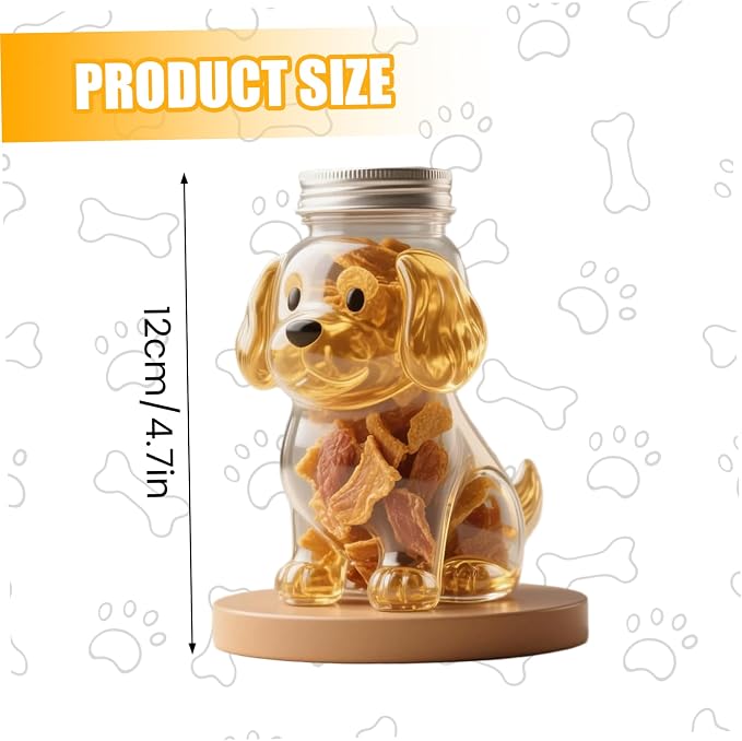 Pet Treat Jar, Little Golden Retriever Shape Dog Cookie Jar with Lid, Airtight Glass Snack Container for Cookies, Coffee Pods, Pet Treats, Indoor Decorations