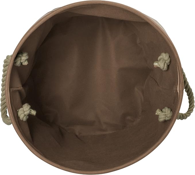 Bone Dry Pet Storage Collection Striped Paw Patch Bin, Small Round, Brown
