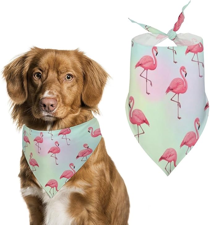 Portable Adjustable Cute Pink Flamingo Triangle Dog Scarf, Lightweight and Comfortable Pet Daily Accessories for Casual Daily Use