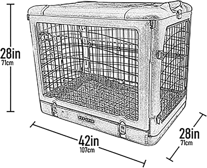 Pet Gear The Other Door 4 Door Steel Crate for Dogs/Cats, 42", Green Clover | Garage-Style Door, Includes Plush Bed & Travel Bag, No Tools Required
