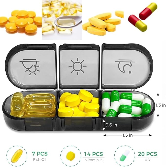 Weekly Pill Organizer 7 Day 3 Times, Portable Pill Organizer | BPA Free Pill Case, Travel Daily Pill Box Reminder, Medication Organizer for Vitamins, Supplements