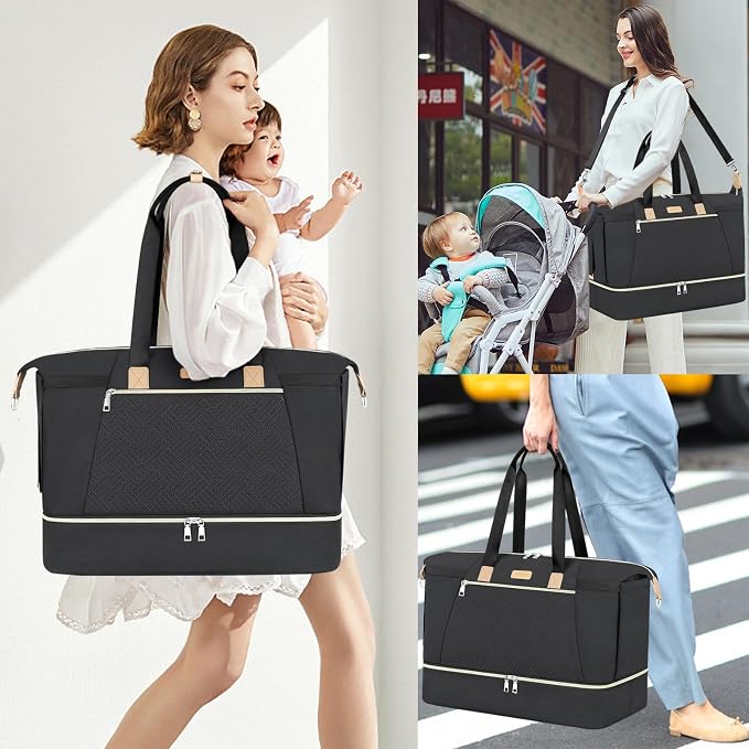 Diaper Bag Tote for Baby 7PCS, Large Mommy Bag with Portable Changing Pad | Multifunctional Hospital Bags for Labor and Delivery with Pacifier Case and Organizer Pouches,Travel Baby Bag for Boy Girl
