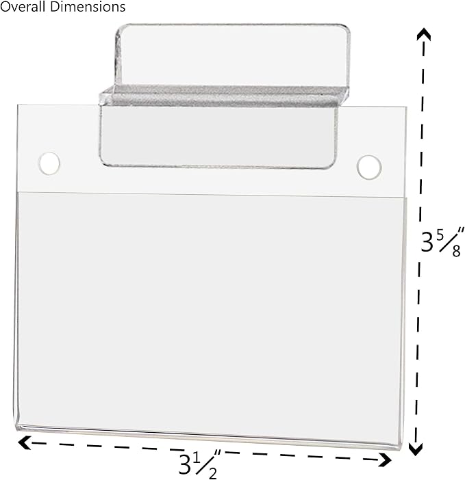 Marketing Holders 6 Pack Slatwall Sign Holder for 3.5" x 2" Horizontal Price Labels QR Codes Clear Acrylic for Restaurants Pet Stores and Craft Stores