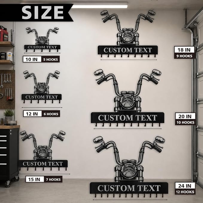 Personalized Key Rack Wall Mount, Custom Motorcycle Key Holder for Wall, Motorcycle Key Organizer with Free Hardware, Metal Key Rack for Biker Decor, Garage Wall Hooks and Rider Gifts
