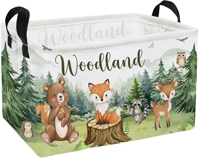Essme Rectangular Animal Basket,Kids Storage Bins Organizer with Handles for Girls Room Decor, Gift Basket,Shelf Basket.(Tree Animal)