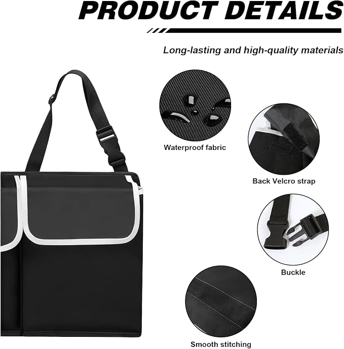 Car Trunk Organizer, Trunk Hanging Large Storage with Adjustable Straps, Waterproof Collapsible Cargo Storage Bag with 4 Pockets, Car Interior Accessories for SUV, Truck