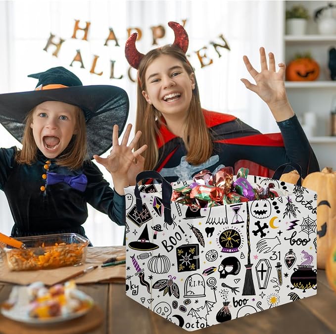 Halloween Ghost thriller basket,Empty Halloween basket,Horror and thriller decor,Trick or Treat Box for Boys and Girls,Horror decor(Magic Halloween)