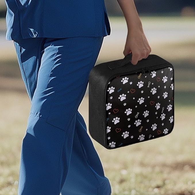 Rnyleeg Paw Prints First Aid Bag Empty for Veterinary First Aid Kit for Home Medium Size Medical Kit Portable First Responder Bag for Travel