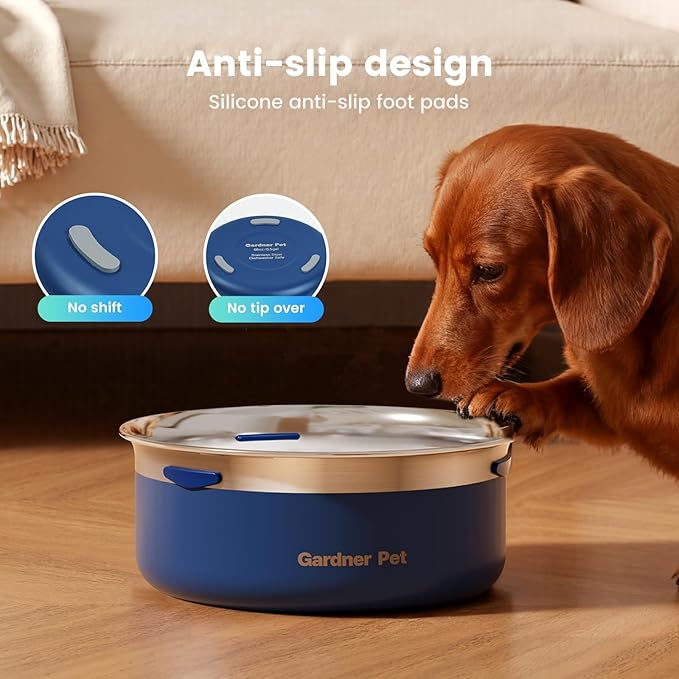 Gardner Pet Slow Water Bowl for Dogs – No Spill, Anti-Splash Floating Plate Design, Slows Drinking to Reduce Mess, Keeps Water Clean & Floors Dry, 2L