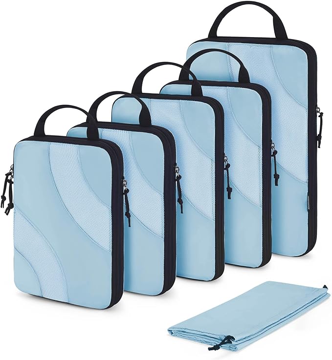 BAGSMART Compression Packing Cubes for Travel | Lightweight suitcase organizers bag set, space-saving double zipper expansion for carry-on luggage & travel organization