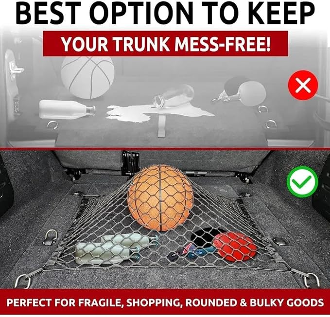 Car Nets Floor Style Trunk Mesh Cargo Net Black For Jeep For Wrangler JL 4XE 4 Door 2019-2024 Cargo Net