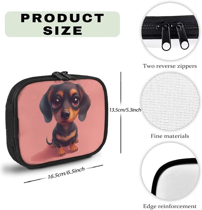 Pet First Aid Kit for Dogs Travel,Cute Dachshund Dog Pink Pet Emergency Survival Kit for Dogs,Empty First Aid Bag Small Medicine Bag First Aid Pouch with Zipper