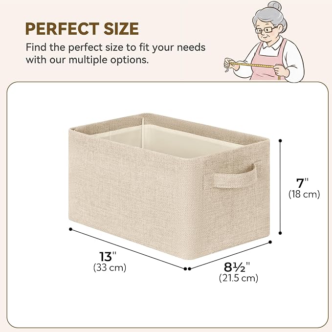 GRANNY SAYS Closet Storage Bins for Shelves, Light Taupe, 2-Pack | With Metal Frame, Foldable, Sturdy Handles, Basket for Closet, Shelf, Bedroom, Holds Blankets, Clothes, 13"x8.5"x7"