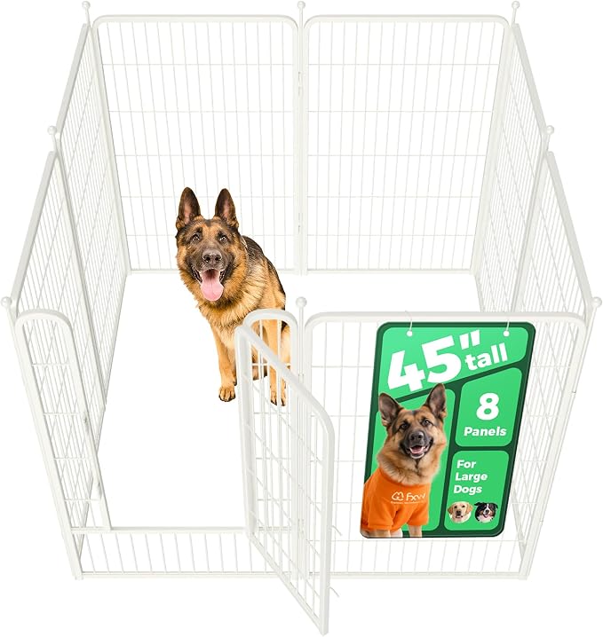 FXW Rollick Dog Playpen, Indoor, Yard & RV Camping, 45" H, 8 Panels | Easy setup, Heavy-duty, DIY layouts, for Large Dogs, Patented
