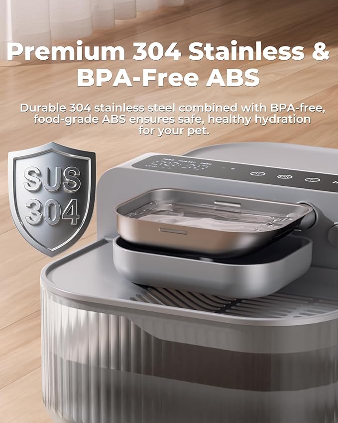 Invengo No-Filter Wireless Cat Water Fountain, 3.5L Stainless Steel Pet Fountain for Cats & Dogs – Wastewater Separation, Auto Refill, Ultra-Quiet 3000mAh Battery, Indoor Smart Water Dispenser