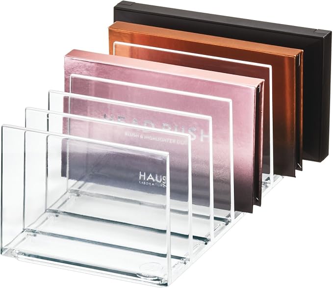 iDesign The Sarah Tanno Collection Plastic Cosmetics and Makeup Palette Organizer, 7-Compartment, Clear, 20.3 cm × 10.1 cm × 7.6 cm | 7-Compartment, Makeup Palette Organizer