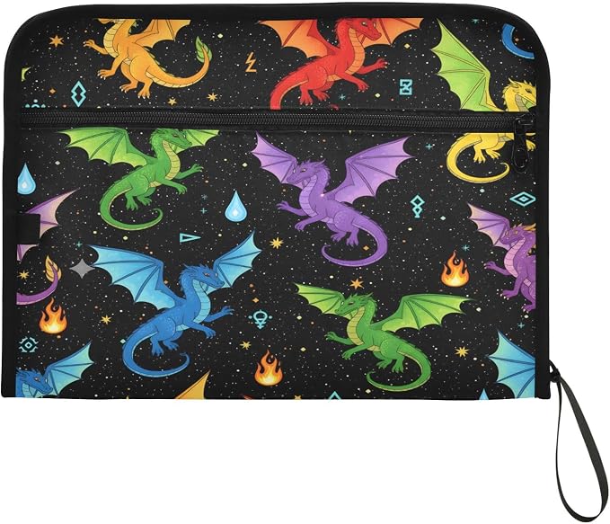 Colorful Dragon 13 Pocket File Organizer Expanding File Folder with Front Pouch Portable Business File Storage Document Organizer Folder with Zipper