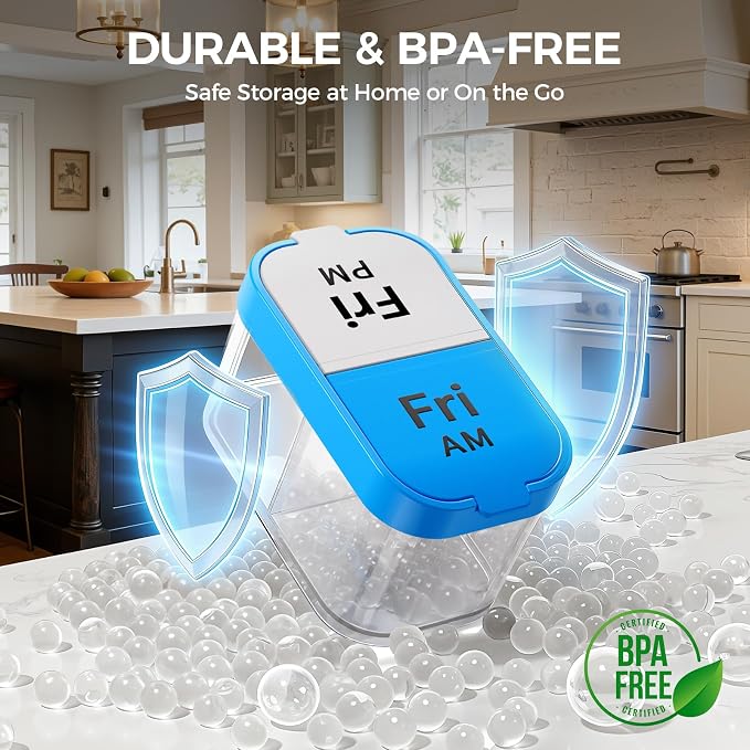 Extra Large Pill Organizer 2 Times a Day, Weekly AM PM Pill Case 7 Day | Large Capacity Fit All Medications and Supplements, Detachable Daily containers for Easy to Use and Travel, Durable BPA-free