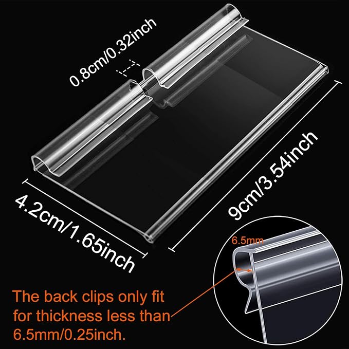 50PCS Basket Bin Labels Clip On,ChanQnTon Clear Plastic Label Holders for Storage Bins, Wire Shelf Price Tags,Merchandise Display Signs,50PCS 9X4CM Paper Inserts Included.(Size:3.54x1.57inch/9x4cm)