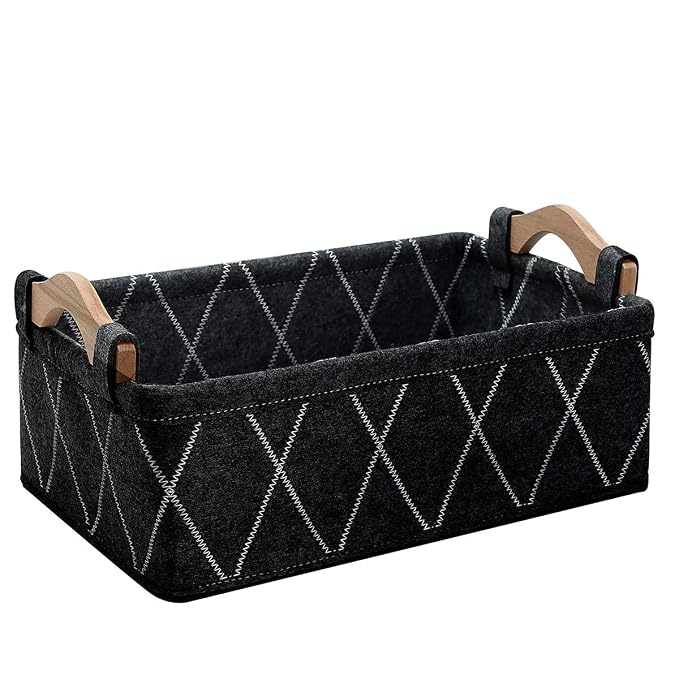 Storage Baskets Bin Narrow Long Basket for Closet Decorative Cube Nursery Container for Toys Towels Tissues Toiletry Caddy Car Organizer Dark GRAY