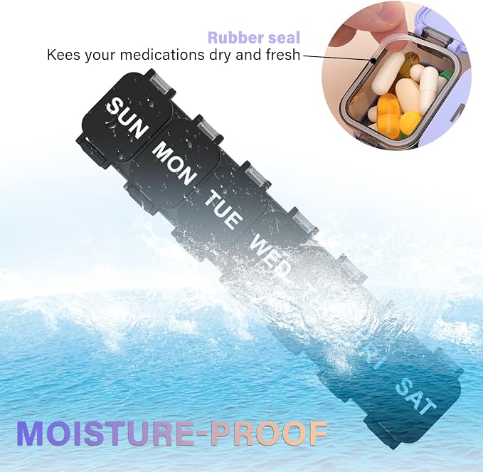 2-Pack Extra Large Weekly Pill Organizer with 7 Detachable Compartments | XL Pill Organizer, Portable Medicine Pill Organizer for Supplements, Daily Pill Case for Home and Travel