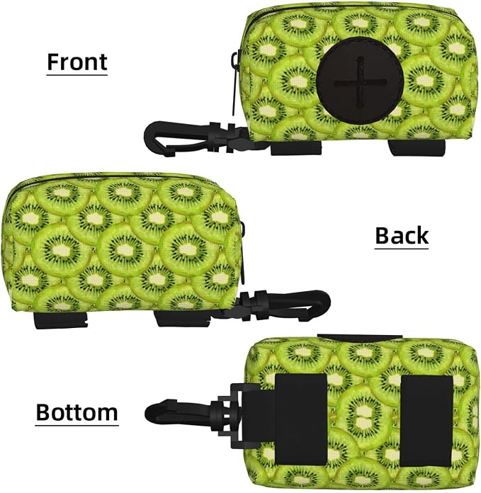 Kiwi Slices Pet Waste Bag Dispenser 0.2L | Portable Dog Poop Holder Waste Bag With Zipper Park Doggy Walking Accessory