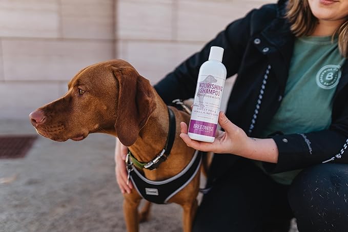 Breedwise Dog and Cat Shampoo - Hydrating Gentle Cleanse for Sensitive Skin - Supportive Flea and Tick Care - Sweet Pea & Vanilla Scent - 12oz - Made in USA