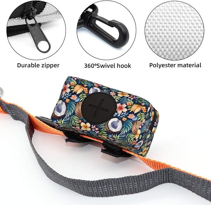 Coconut Flower Palm Leaf Pet Waste Bag Dispenser 0.2L | Portable Dog Poop Holder Waste Bag With Zipper Park Doggy Walking Accessory