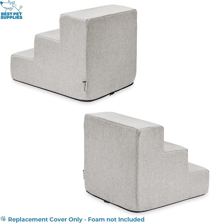 Best Pet Supplies Dog Stairs & Steps - Foam Steps for Small Dogs & Cats, Non-Slip Indoor Balanced Pet Step Support, Dog Ramp, No Assembly, Sand, 3-Step